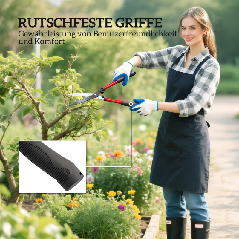 Outsunny 3-delige heggenschaar Set - Snoeischaar en takkenzaag met staalbladen, Handvat