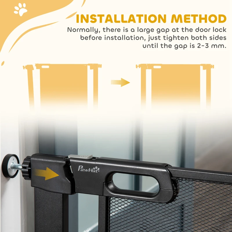 PawHut Dog Safety Gate, for Hallways, Staircases, Doors w/ Automatic Closing Door - Black