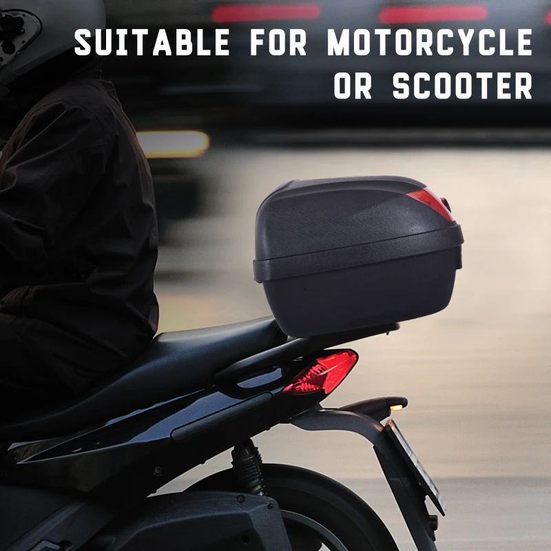 HOMCOM 28L Motorcycle Tail Box W/ 2 Keys-Black/Red