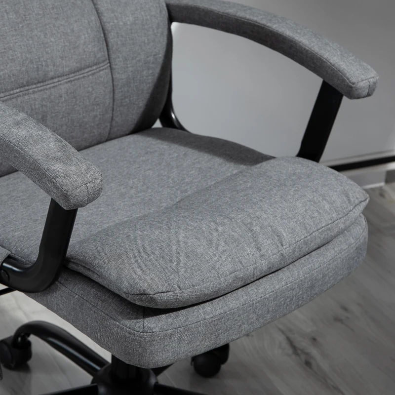 Vinsetto Bürostuhl Massage höhenverstellbarer Chefsessel Gamingstuhl mit Massagefunktion, ergonomischer Drehstuhl Massage Sessel Lendenwirbelsäulenmassage Leinen-Gefühl Grau 63 x 70 x 112-121 cm