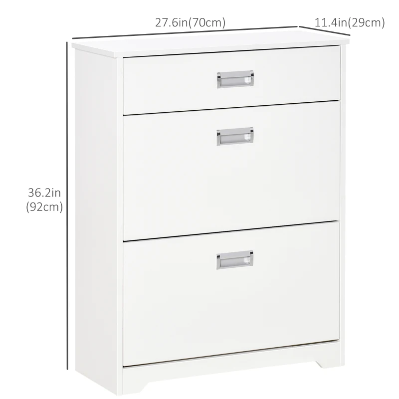 HOMCOM Tipping Shoe Cabinet Hall Organizer with Flip Drawers for Entry Porch 16 Pairs(m-3)