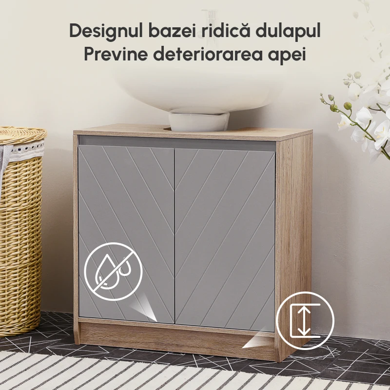 HOMCOM masca pentru chiuveta din MDF, 60x30x60cm, gri(m-7)
