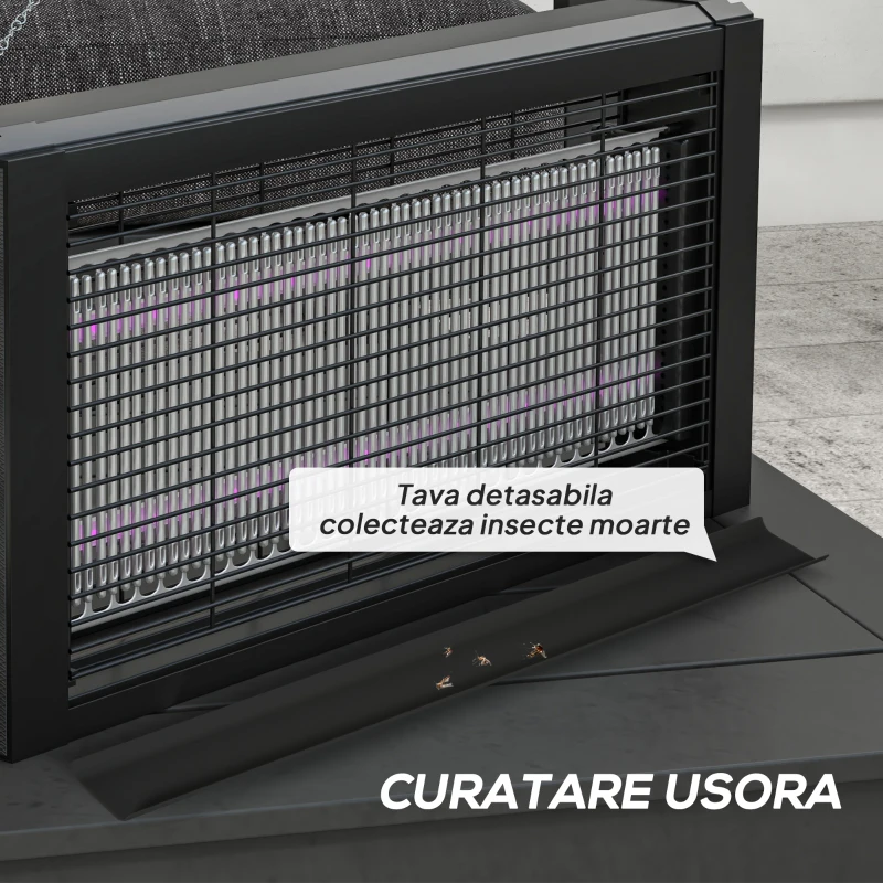 HOMCOM Lampă Anti-Țânțari de Interior 8W cu Lanț și Plasă de Protecție Negru