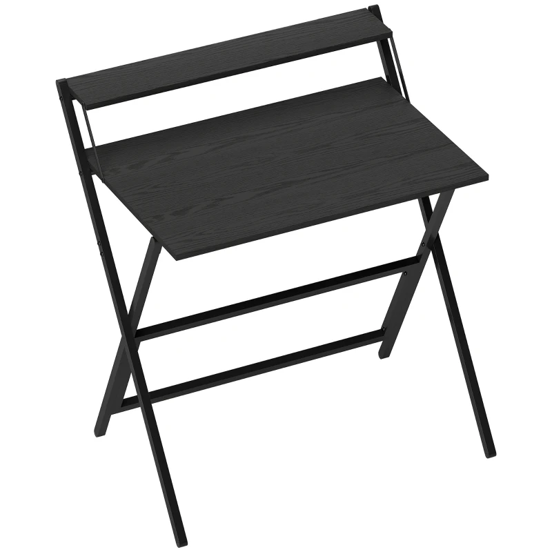 HOMCOM Birou Pliabil cu Raft pentru Monitor, 81,5x62x86,5 cm Negru