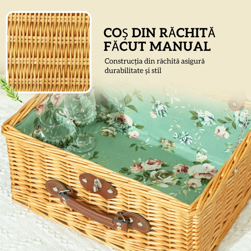 Coș picnic Outsunny maro deschis