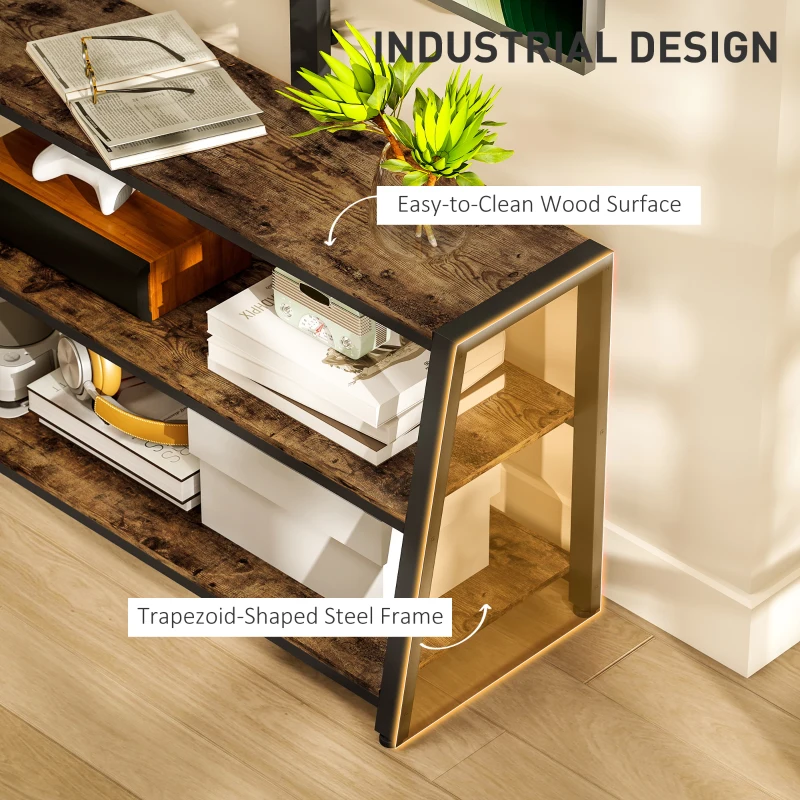 HOMCOM Industrial-Style TV Stand, with 35° Swivel Bracket - Dark Brown