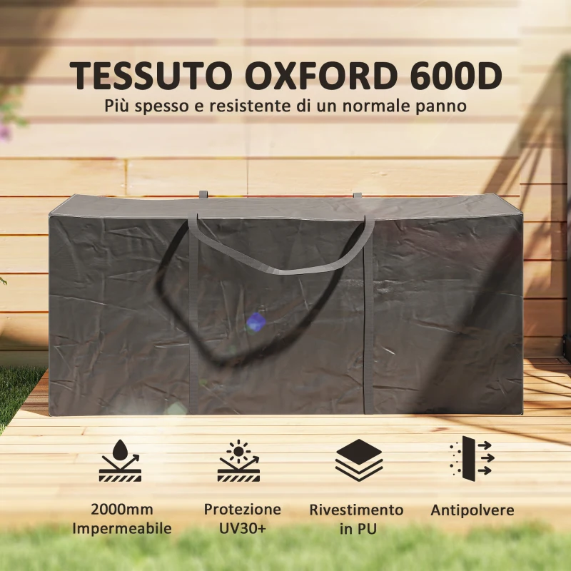 Outsunny Borsa Portaoggetti da 720L con 2 Cerniere e Maniglie, in Tessuto Oxford 600D, 175x55x75 cm, Nero