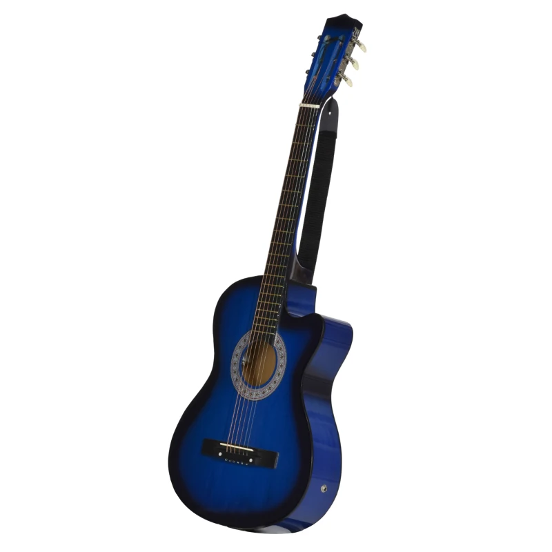 HOMCOM 38" Beginners Basswood Acoustic Guitar Blue