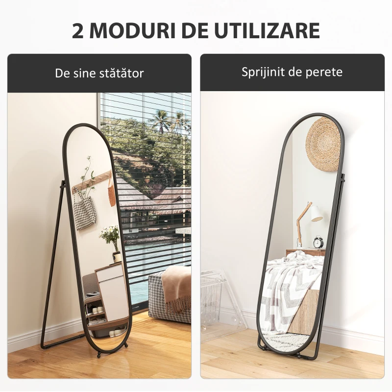 HOMCOM Oglindă Ovală Aurie Înaltă