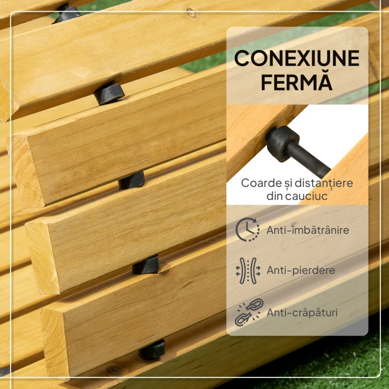 Outsunny Pasarelă pentru Grădină cu Șipci Rulabile și Semi-Flexibile, 185x60 cm, Galben