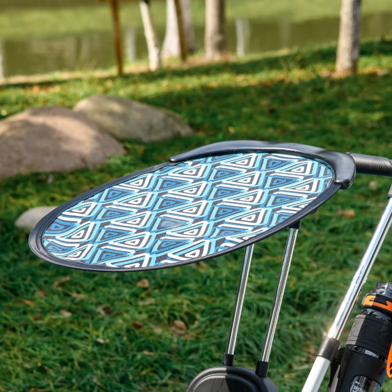 HOMCOM Triciclo para Bebés de +12 Meses con Toldo Plegable Mango de Empuje Telescópico Desmontable y Portabotellas Azul Blanco