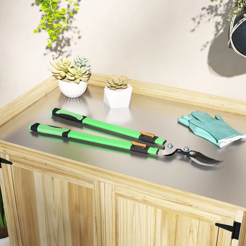 Outsunny Telescopic Loppers 64.5-90 cm, Extendable Garden Loppers Heavy Duty with Steel Blade and Adjustable Handles, Tree Trimmer for Branches, Bushes, Shrubs, Green