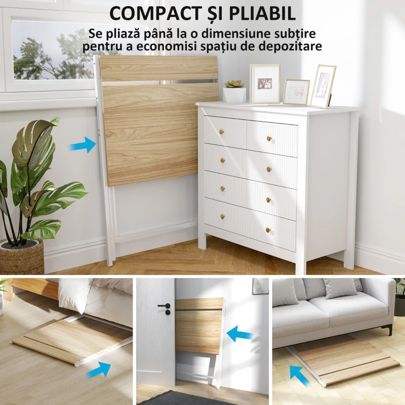 HOMCOM Birou Compact Pliabil cu Suport Monitor, 81,5x62x86,5 cm, Lemn