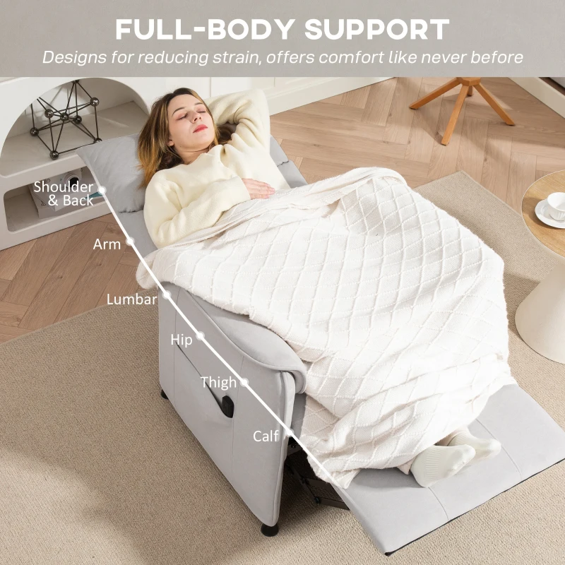 HOMCOM Fotoliu Reclinabil Electric cu Motor Brushless și Suport pentru Picioare, Crem