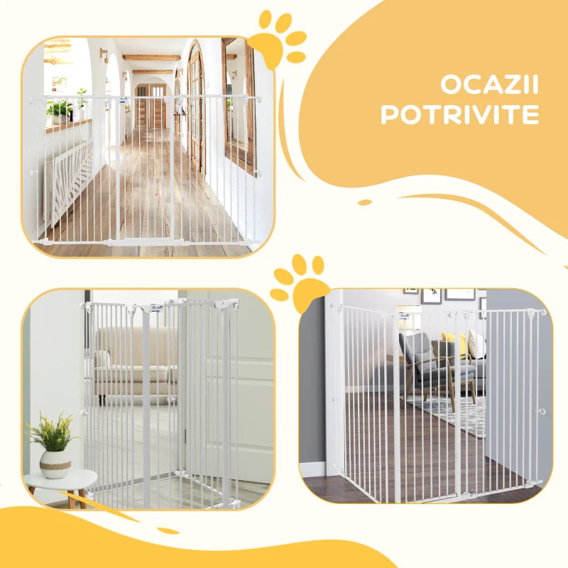 PawHut Poartă câini cu închidere dublă, barieră medie