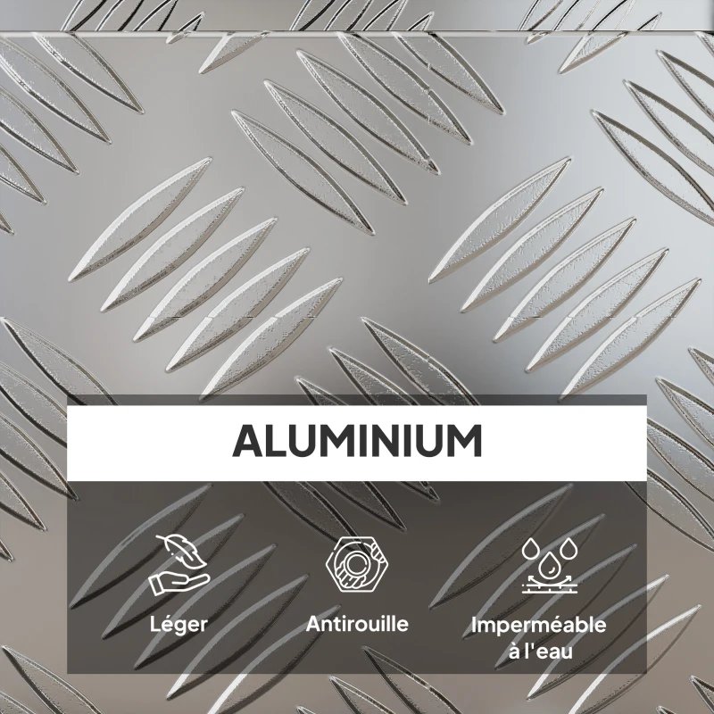 HOMCOM Boîte de rangement - boîte à outils en aluminium - caisse à outil alu. verrouillage clé dim. 50L x 15,5l x 20,5H cm - argent
