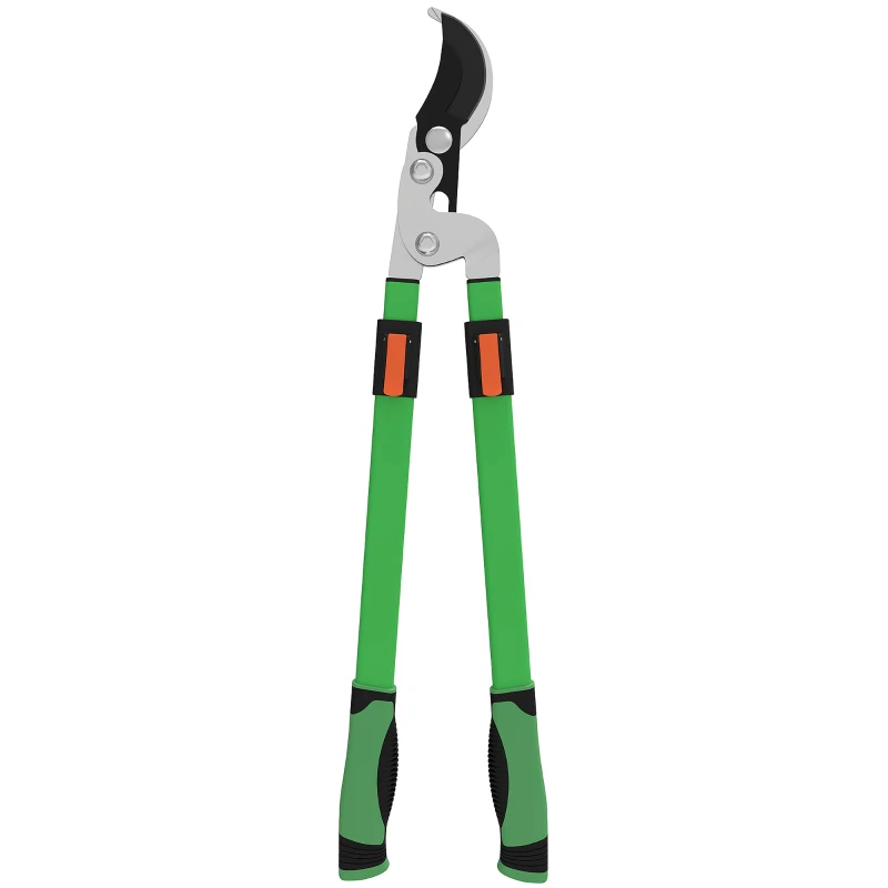 Outsunny Telescopic Loppers 64.5-90 cm, Extendable Garden Loppers Heavy Duty with Steel Blade and Adjustable Handles, Tree Trimmer for Branches, Bushes, Shrubs, Green