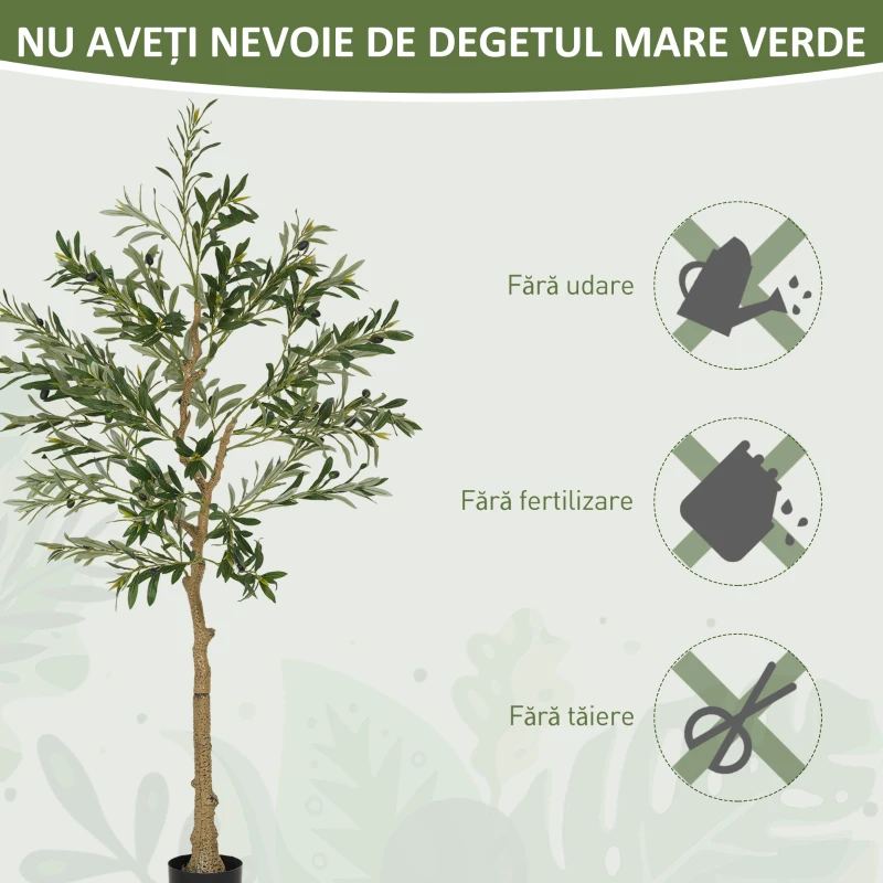HOMCOM Plantă Artificială Măslin 150 cm cu 720 Frunze, 32 Măsline și Ghiveci