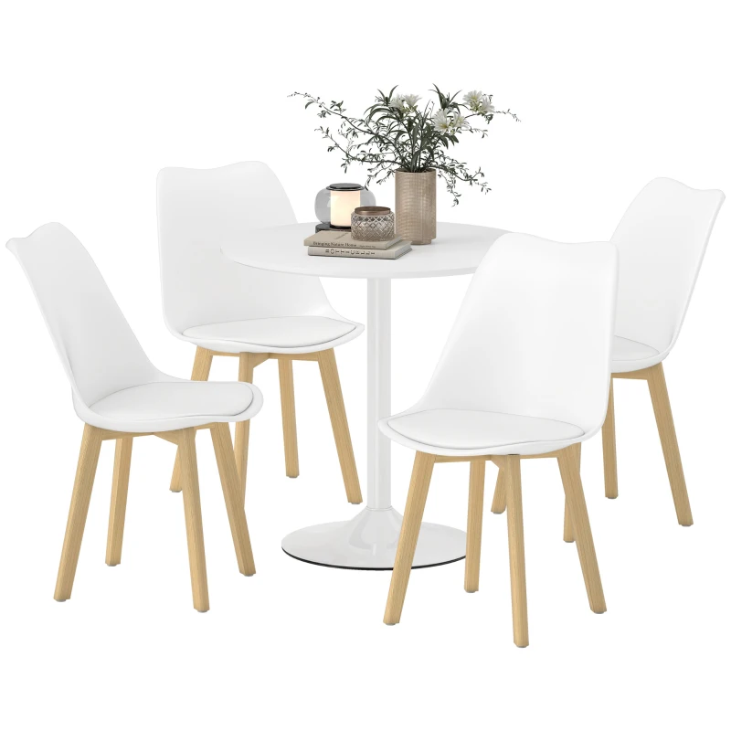 HOMCOM Five-Piece Modern Dining Set - White