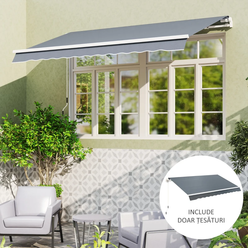 Outsunny Material de Înlocuire Cort de Soare Retractabil 3x2.5m în Poliester Anti UV 50+, Grădină, Gri