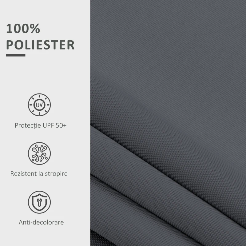 Outsunny Material de Înlocuire Cort de Soare Retractabil 3x2.5m în Poliester Anti UV 50+, Grădină, Gri