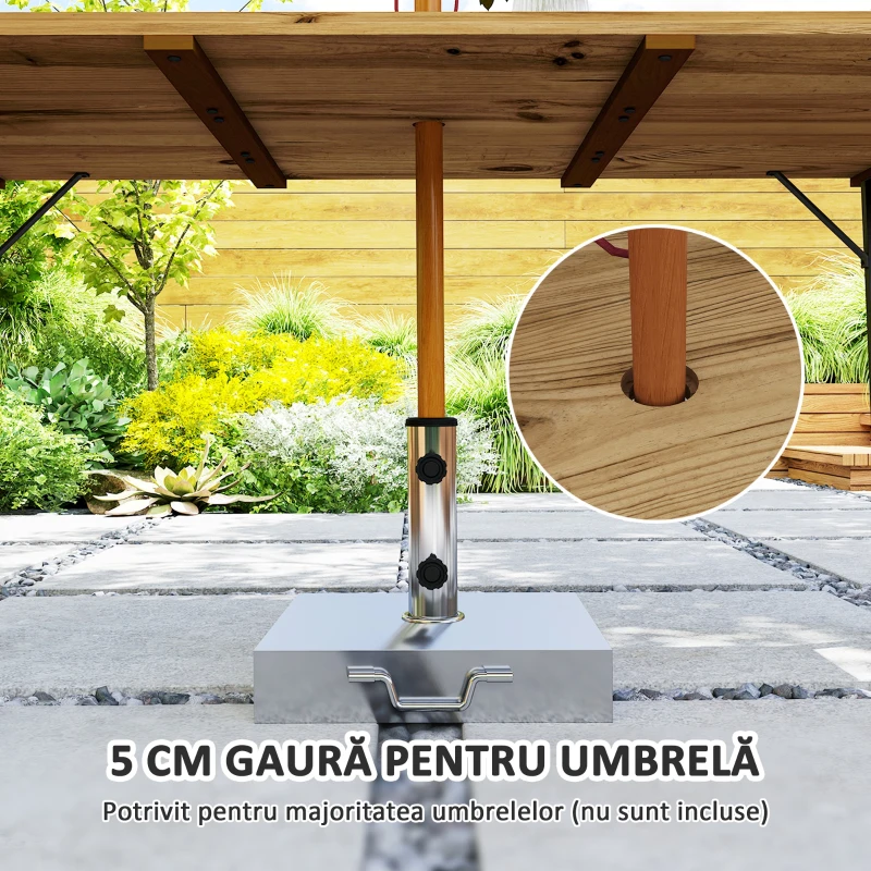 Outsunny Masă de Grădină pentru 6 Persoane cu Orificiu pentru Umbrelă, 175x80x75 cm, Maro