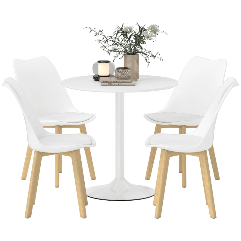 HOMCOM Five-Piece Modern Dining Set - White