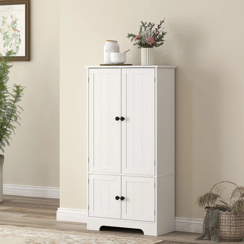 HOMCOM Küchenschrank Buffet Küchenmöbel mit Schränken und verstellbaren Regalen, 58,2 x 30 x 123 cm, weiß