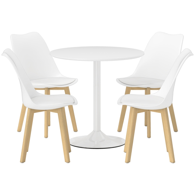 HOMCOM Five-Piece Modern Dining Set - White