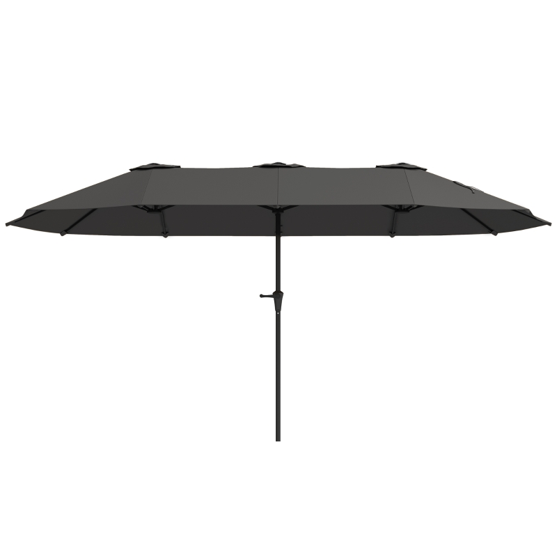 Outsunny Garten-Doppelrechteck-Sonnenschirm 4 x 2,2 x 2,3 m mit Kurbel Dunkelgrau
