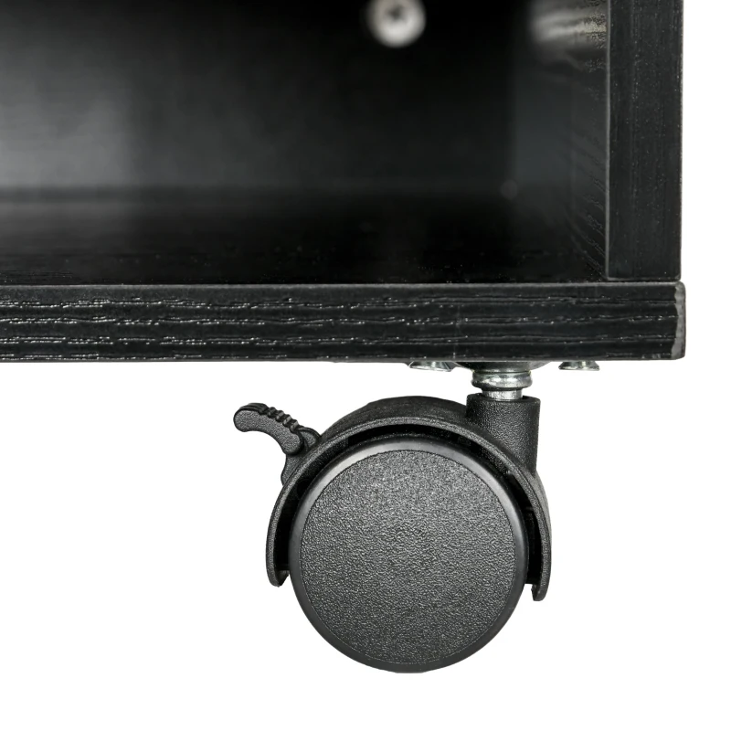 HOMCOM Druckerwagen mit 2 Regalen aus Holz mit Rollen für Büro und Studio, 47x40x22,5cm, Schwarz