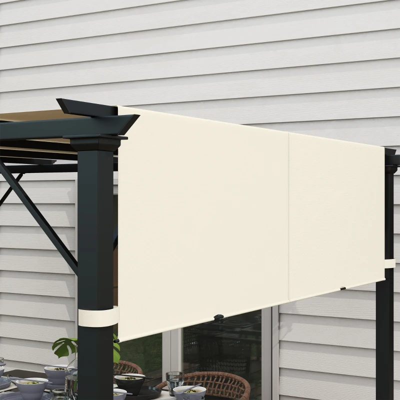 Outsunny Copertura per Gazebo Pergola 3x3 m in Poliestere con Tasche e Cinghie, 488x122 cm, Bianco Crema