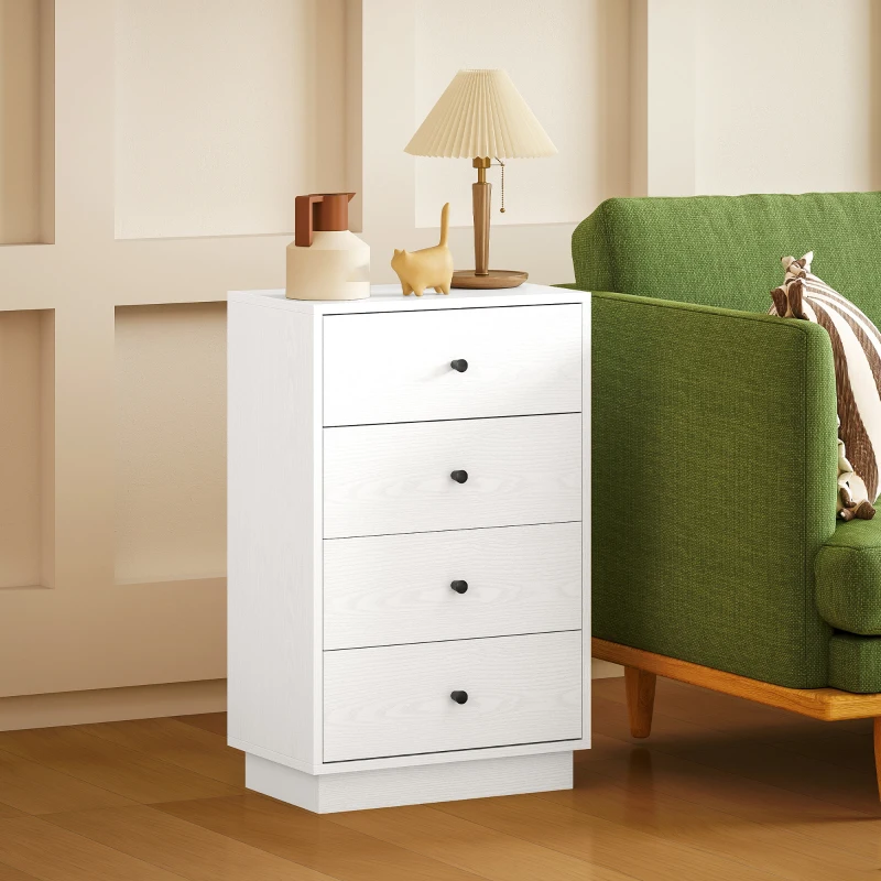 HOMCOM Moderne Kommode mit 4 Schubladen, Aufbewahrungsmöbel für Schlafzimmer, Wohnzimmer, Flur, 47 x 29 x 75 cm, weiß