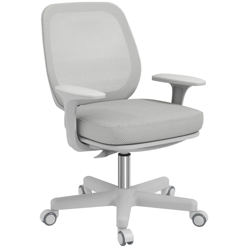 Vinsetto Bürostuhl, Ergonomisch Schreibtischstuhl mit Drehfunktion, Höhenverstellbar 55 x 48 x 82,5-94,5 cm Grau(m-10)