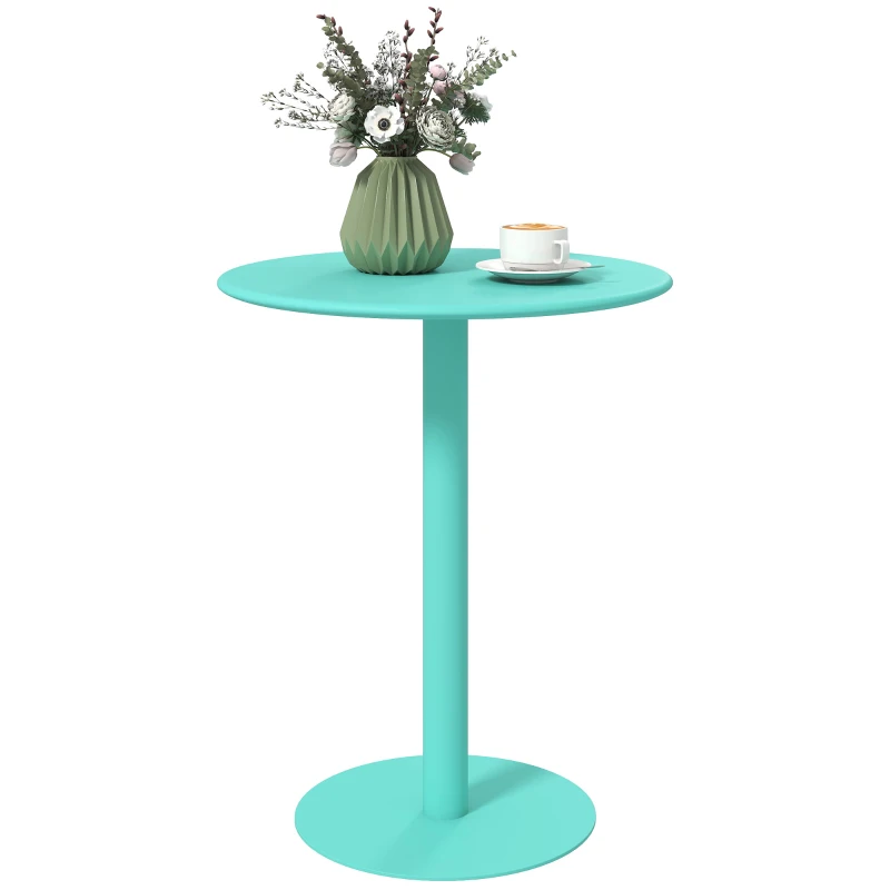 HOMCOM Mesa de Comedor Redonda para 2 Personas Mesa de Cocina de Acero para Interior y Exterior Ø60x72 cm Verde