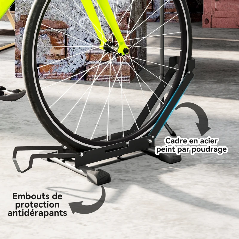 SPORTNOW Support de vélo réglable en hauteur, support de sol autoportant pliable pour vélo de 20 à 29 pouces, noir
