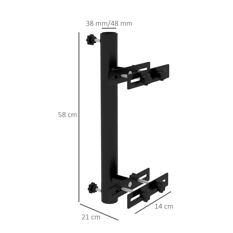 Outsunny Sonnenschirmständer zur Befestigung an Balkongeländer, Geländerhalterung für Sonnenschirmmast von 48mm und 38mm
