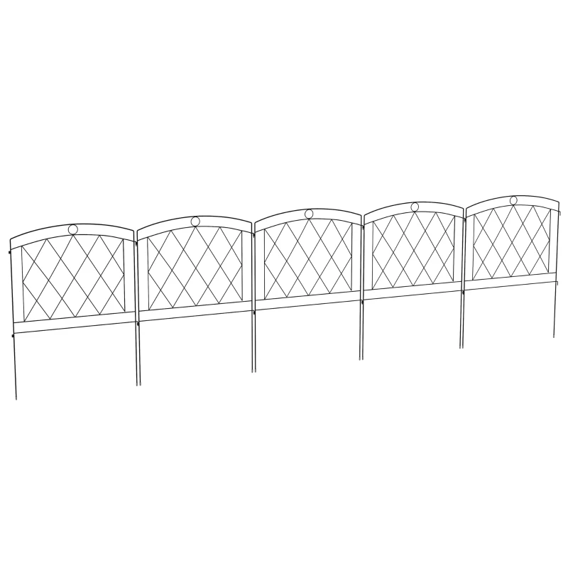 Outsunny 5er Pack dekorative Metallgartenzaunpaneele, Gartenrand, Blumenbeet - Abmessungen 305 x 80 cm