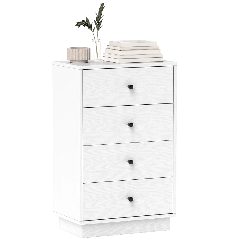 HOMCOM Moderne Kommode mit 4 Schubladen, Aufbewahrungsmöbel für Schlafzimmer, Wohnzimmer, Flur, 47 x 29 x 75 cm, weiß