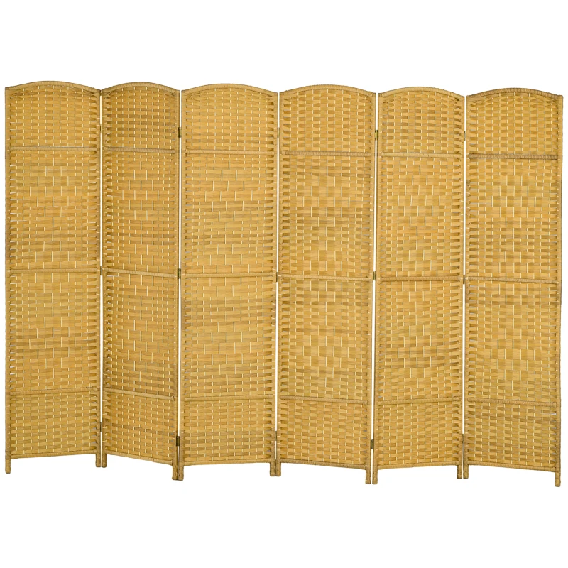 HOMCOM Biombo Dobrável de 6 Painéis Divisor de Ambientes 270x180 cm Ecrã de Privacidade de Polipropileno Madeira