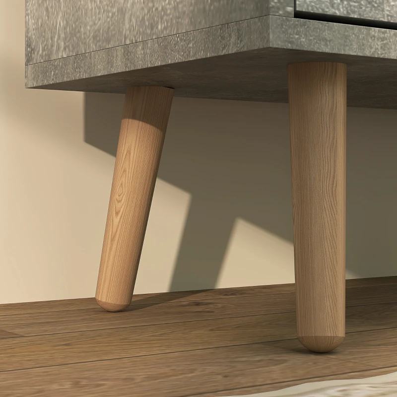 HOMCOM Schuhschrank mit 4 klappbaren Schubladen auf 2 Ebenen für 16 Paar, aus Holz, 95x26x95 cm, Grau
