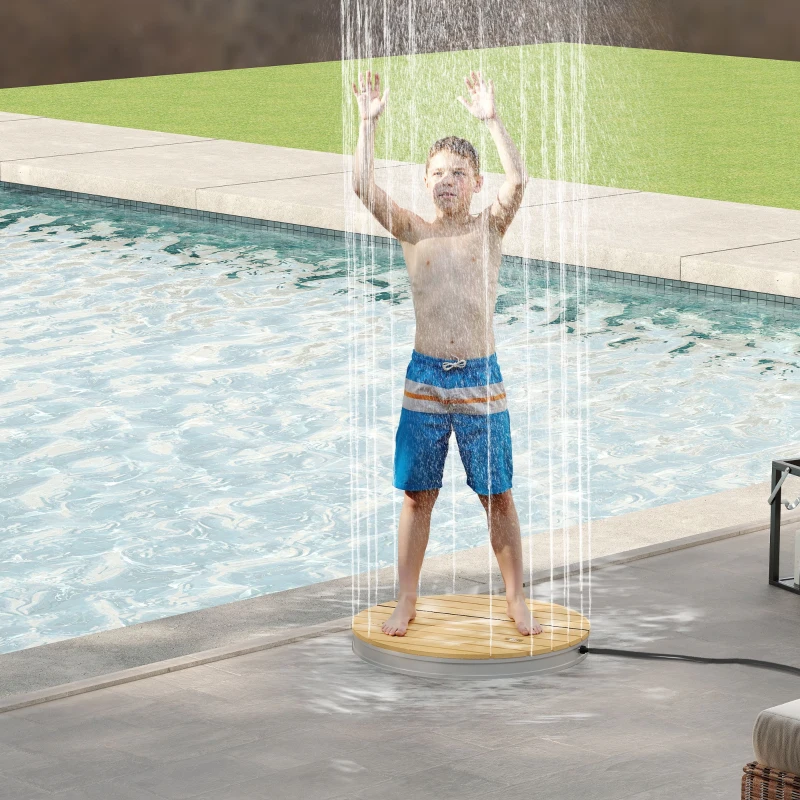 Outsunny Ducha Redonda de Suelo Ø70,5 cm con Chorro hasta 4 m con Estructura de Aluminio Resistente a los Rayos UV