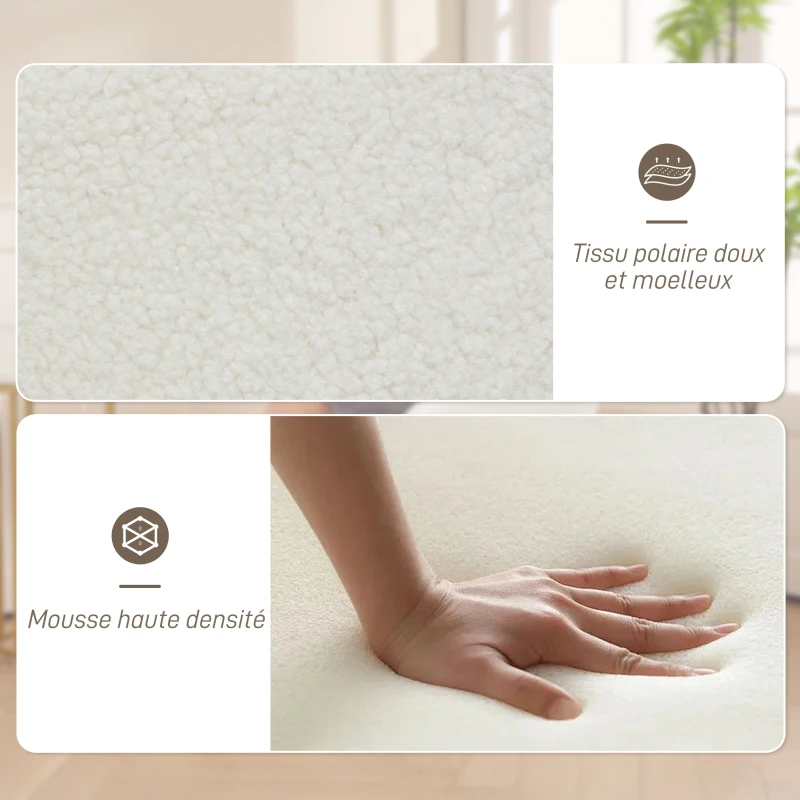 HOMCOM Fauteuil de salon pivotant capitonné grand confort piètement en acier et tissu effet polaire teddy blanc