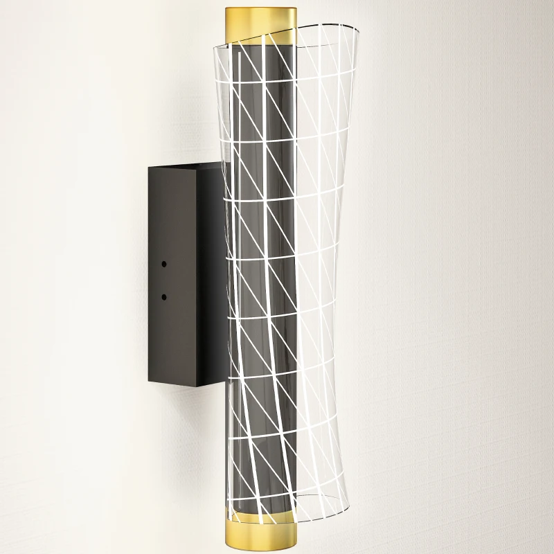 HOMCOM Wandleuchte Innen Wandlampe mit LED Lichte, Gitterdesign, Dimmbar Nachttischlampe Metall, Schwarz