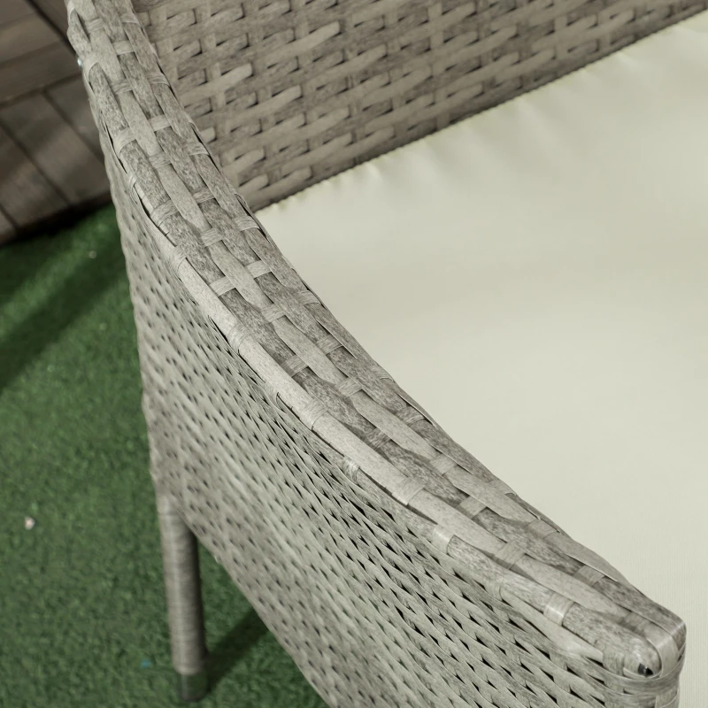 Outsunny Gartensofa für 2 Personen mit Kaffeetisch, aus Stahl und PE-Rattan, 137x59x82 cm, Grau und Creme