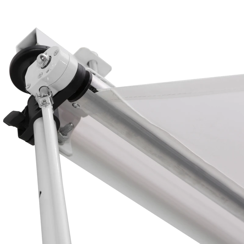 Outsunny Markise mit ausziehbarem Arm 3x1,5m mit Kurbel und Teleskopstruktur, Weiß