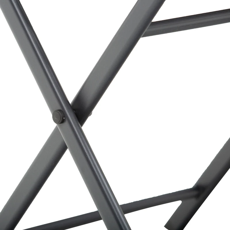 Outsunny Bistro-Gartenmöbel-Set mit klappbarem Tisch 60L x 60B x 71H cm und 2 Stühlen - Grauer pulverbeschichteter Stahl