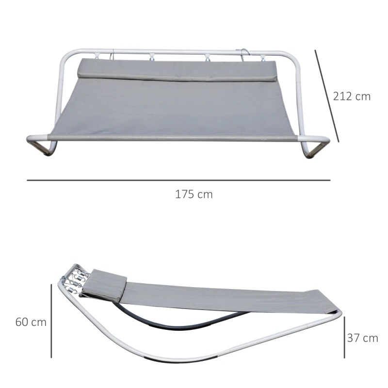 HOMCOM Sonnenliege für 2 Personen mit Schaukelfunktion und inkl. Kopfstütze für Garten, Pool, Terrasse, Abmessungen 2,12 x 1,75 x 0,6 m Grau