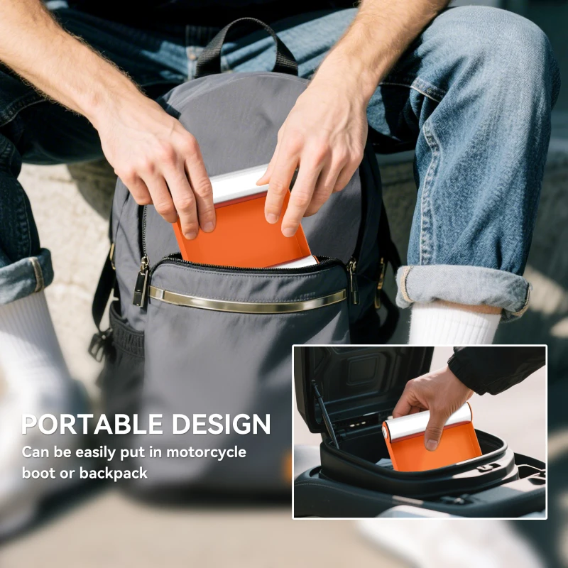 HOMCOM Motorcycle Wheel Cleaning Roller Stand with Steel Frame, Aluminium Rollers, Motorcycle Maintenance Stand for Tyre Cleaning and Chain Lubrication, Fit Tyre Width < 180mm, Bikes < 485lb, Orange