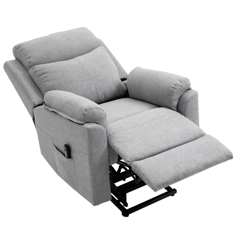 HOMCOM Relaxsessel mit Aufstehhilfe, elektrisch, Liegefunktion, Fernbedienung, Taschenfederkern, bis 120 kg, Grau(m-13)